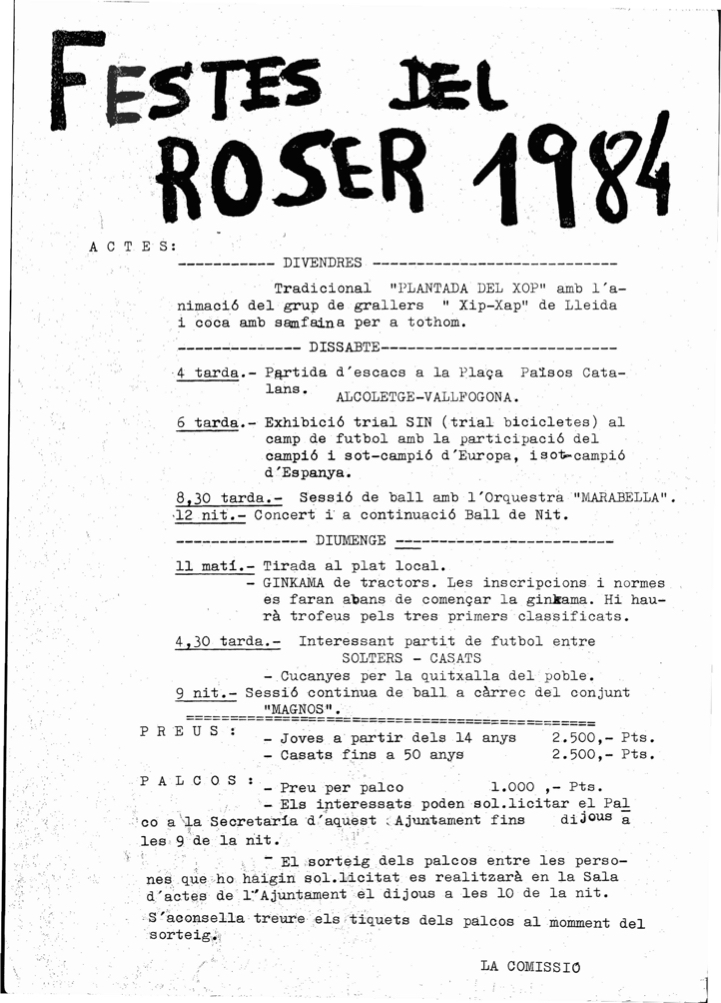 Festa Major del Roser 1984